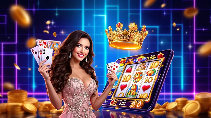 หน้าจอสล็อตออนไลน์ที่แสดงรีลและสัญลักษณ์เกม